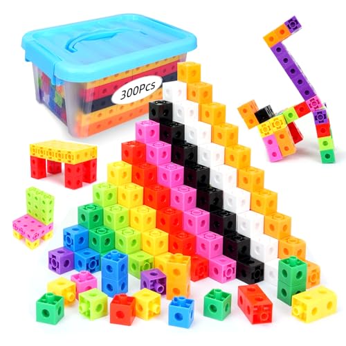 QUYSK 300 Pcs Linking Cubes for Kids Counting Blocks with Storage Boxes Connecting Cubes Math Manipulatives for Preschool Elementary Aged Kids - Image 1