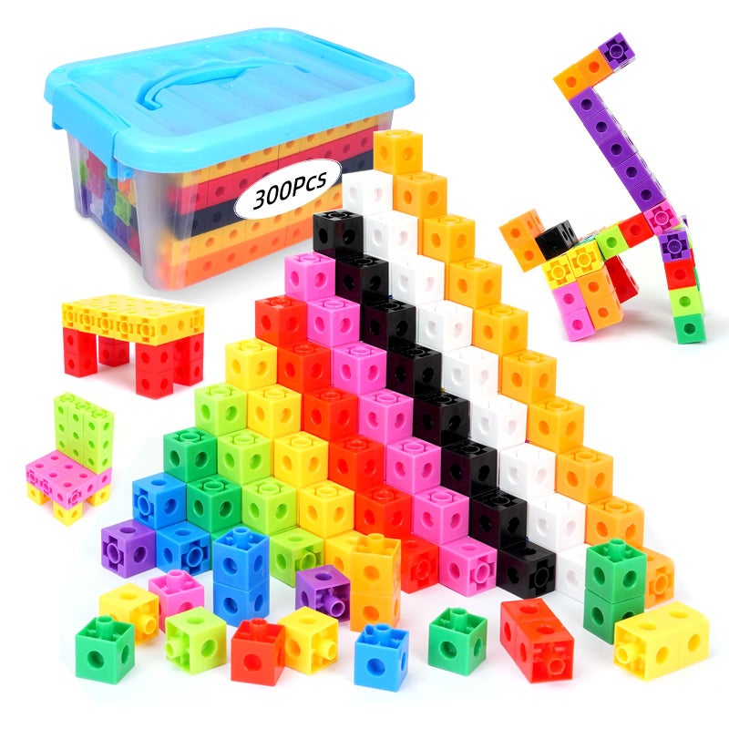 QUYSK 300 Pcs Linking Cubes for Kids Counting Blocks with Storage Boxes Connecting Cubes Math Manipulatives for Preschool Elementary Aged Kids - Image 2