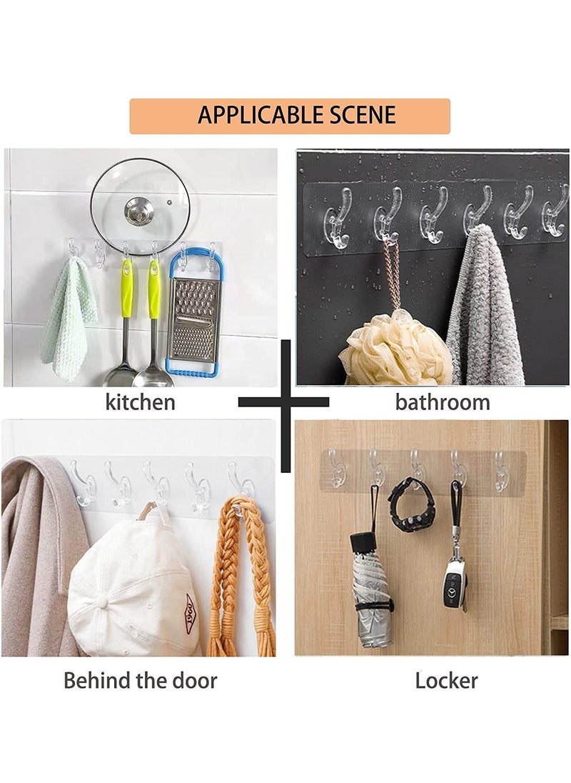 SILLY SAUTE Silly Saute 6 in 1 Self Adhesive 6 Hook Sticker Strip for Wall Hanging MultiPurpose Item Heavy Duty Sticky Hooks for Hanging Reusable Waterproof Transparent Pack of 4  - Image 3