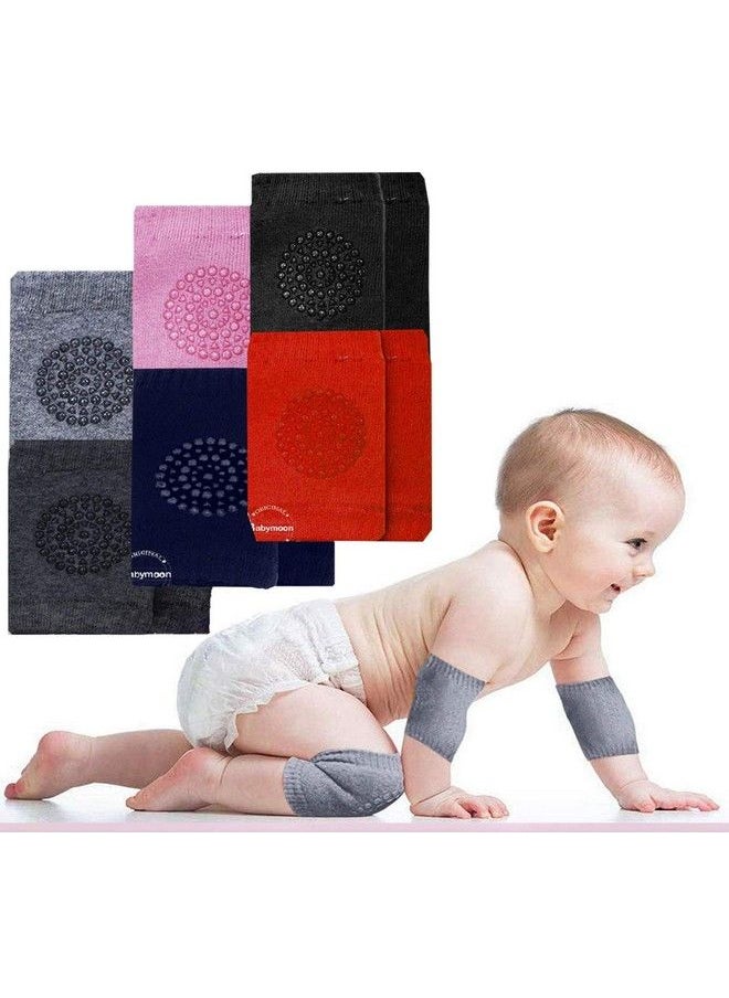 BabyMoon Baby Knee Pads For Crawling Antislip Padded Stretchable Elastic Cotton Soft Breathable Comfortable Knee Cap Elbow Safety Protector (Pack Of 6 Pairs Multi)  - Image 1
