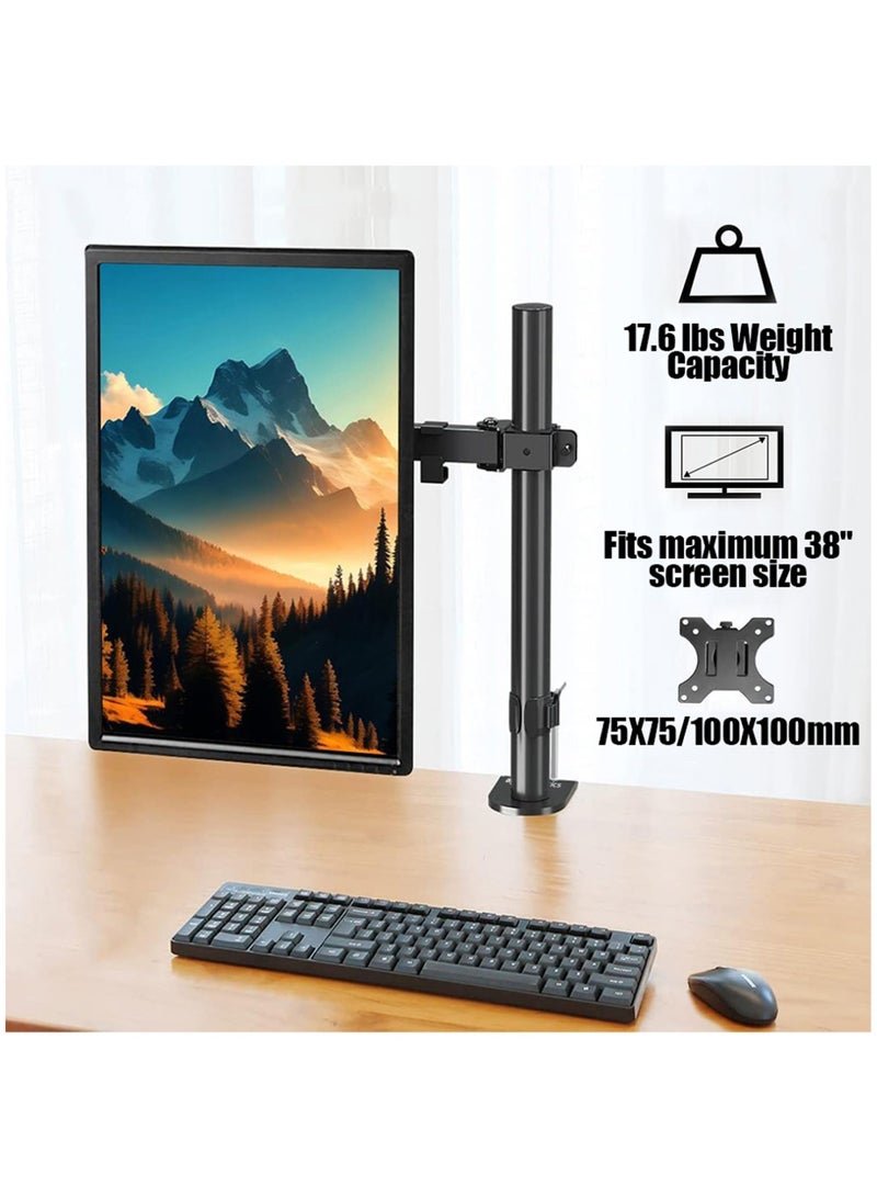 Leon Home Single Monitor Arm Mount, Desk Mounted Stand, Holds Screens 13 to 38 inch, Full Motion Height Adjustable Stand with C-Clamp and Grommet Base, VESA 75x75mm or 100x100mm - Image 3