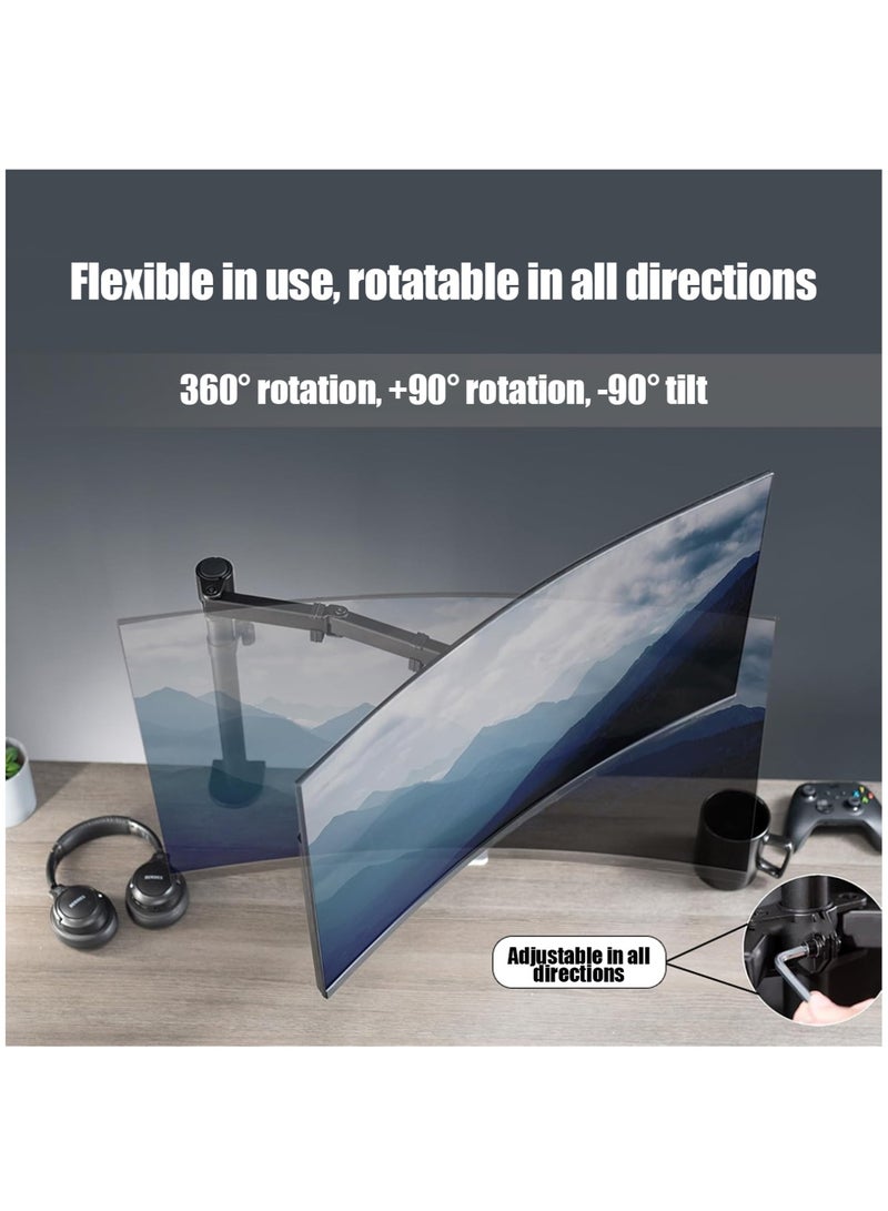 Leon Home Single Monitor Arm Mount, Desk Mounted Stand, Holds Screens 13 to 38 inch, Full Motion Height Adjustable Stand with C-Clamp and Grommet Base, VESA 75x75mm or 100x100mm - Image 2