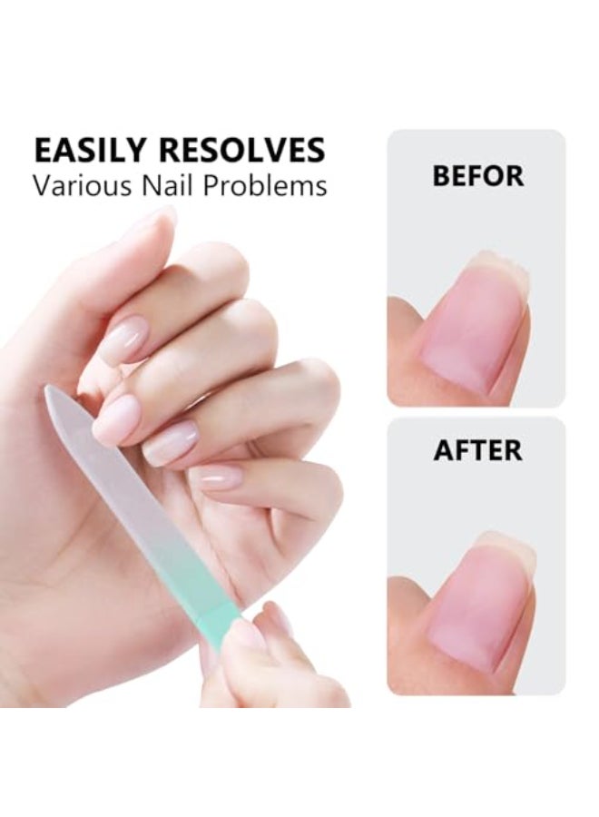 OHOO Glass Nail Files Double Side Polish Crystal Fingernail File with Case Manicure Salon Nail Care for Women Girls Pink Green Blue 240 Grit 3 Pack - Image 3