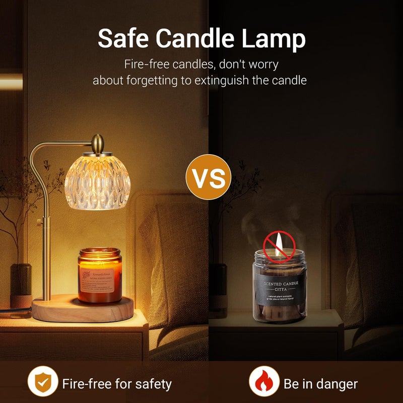 NVRGIUP Candle Warmer, Candle Warmer Lamp with Timer & Dimmer Height Adjustable Scented Candles, with 2 * 50W Bulbs for Home Decor Mothers Day(Gold) - Image 4