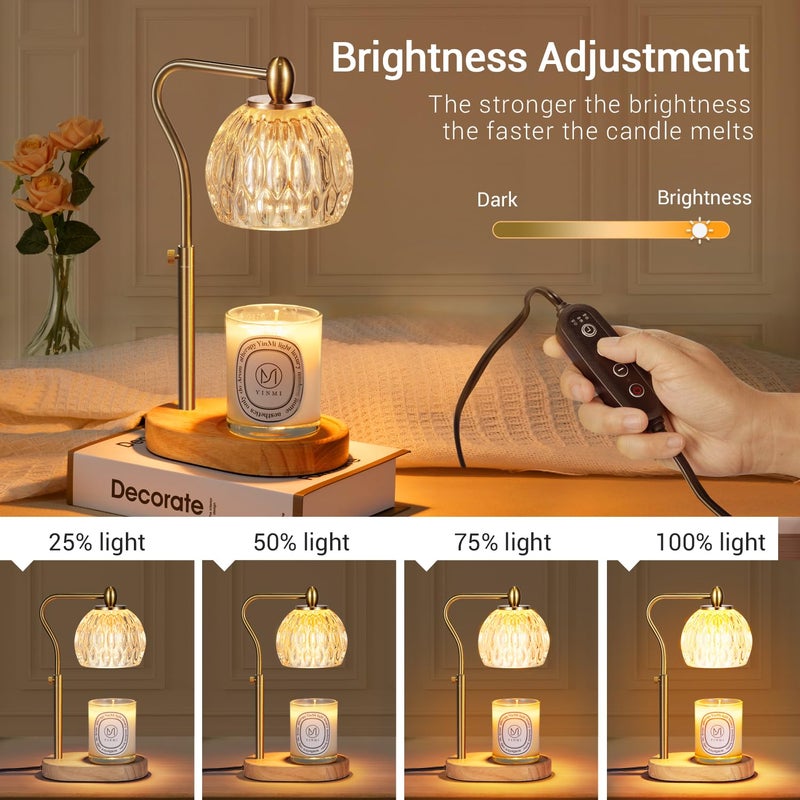 NVRGIUP Candle Warmer, Candle Warmer Lamp with Timer & Dimmer Height Adjustable Scented Candles, with 2 * 50W Bulbs for Home Decor Mothers Day(Gold) - Image 3