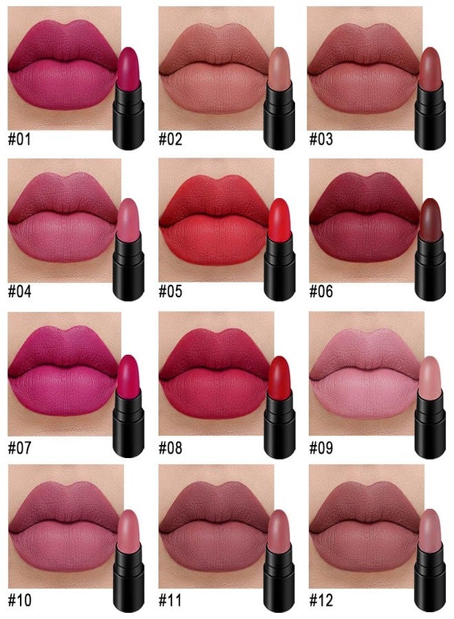 BINGBRUSH 12Pcs Mini Capsule Makeup Lipstick Set, Women Nude Brown Dark Red Matte Matt Lipsticks Cute Lip Stick Purse Set Labiales Matte Larga Duracion 24 (B-12 Pcs Mini Lipstick 01#, B) - Image 2