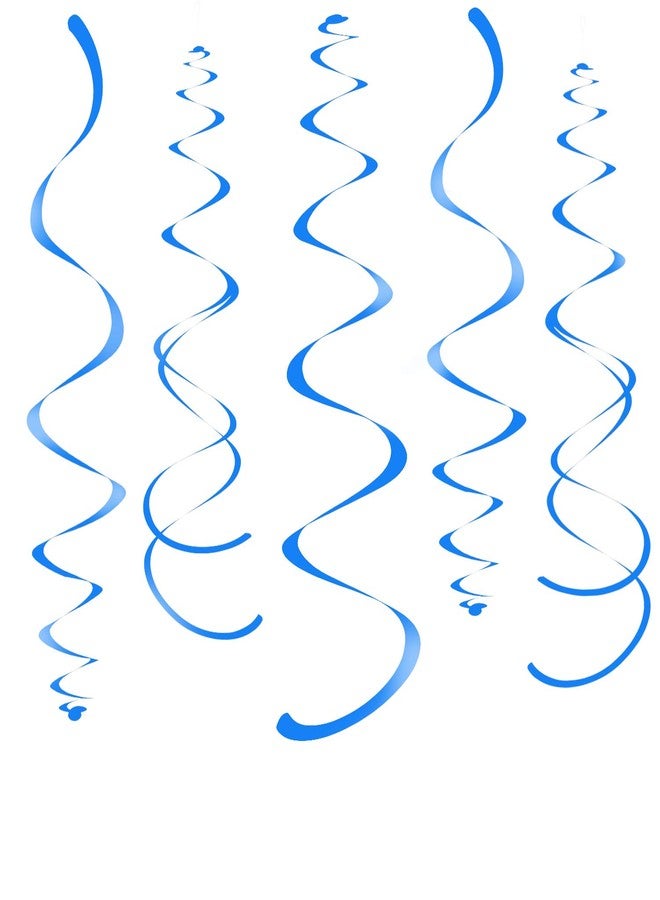 Weven Blue Party Hanging Swirl Decorations Plastic Streamer for Ceiling, Pack of 28 - Image 1