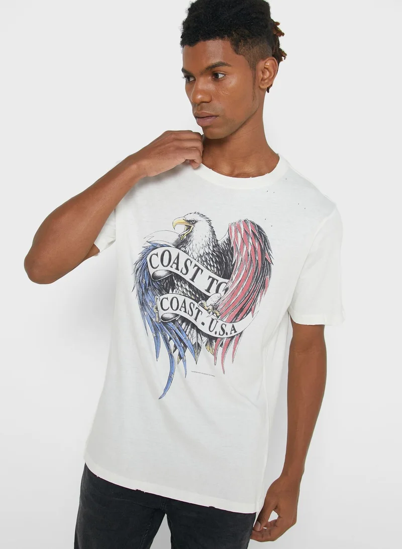 Cotton On Coast To Coast USA Crew Neck T-Shirt