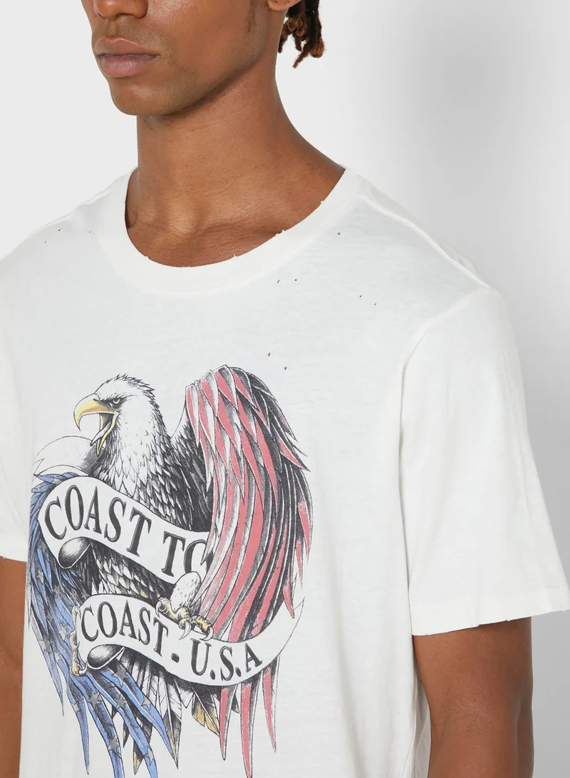 Cotton On Coast To Coast USA Crew Neck T-Shirt
