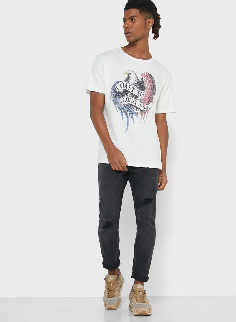 Cotton On Coast To Coast USA Crew Neck T-Shirt