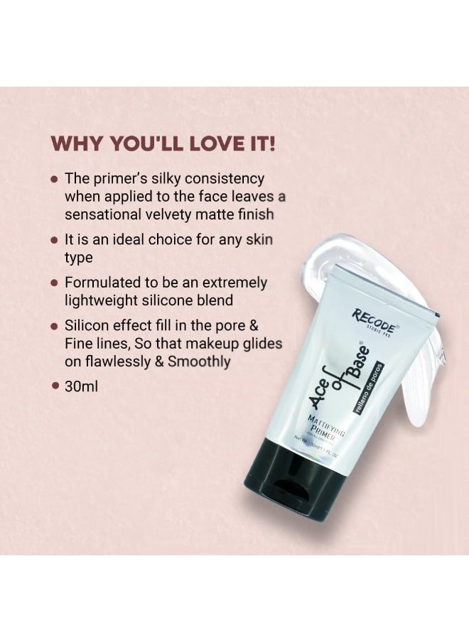 Recode Ace of Base Mattifying Primer Face Makeup 30ml Oily Dry Skin Blurs Fine Lines Wrinkles Pores  - Image 3