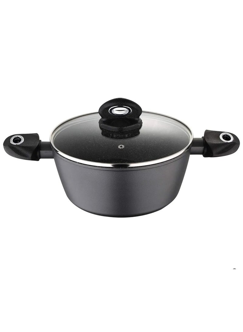 BERGNER Orion Forged Aluminium Induction Bottom Non-Stick Casserole With Lid Black 28X13CM - Image 1