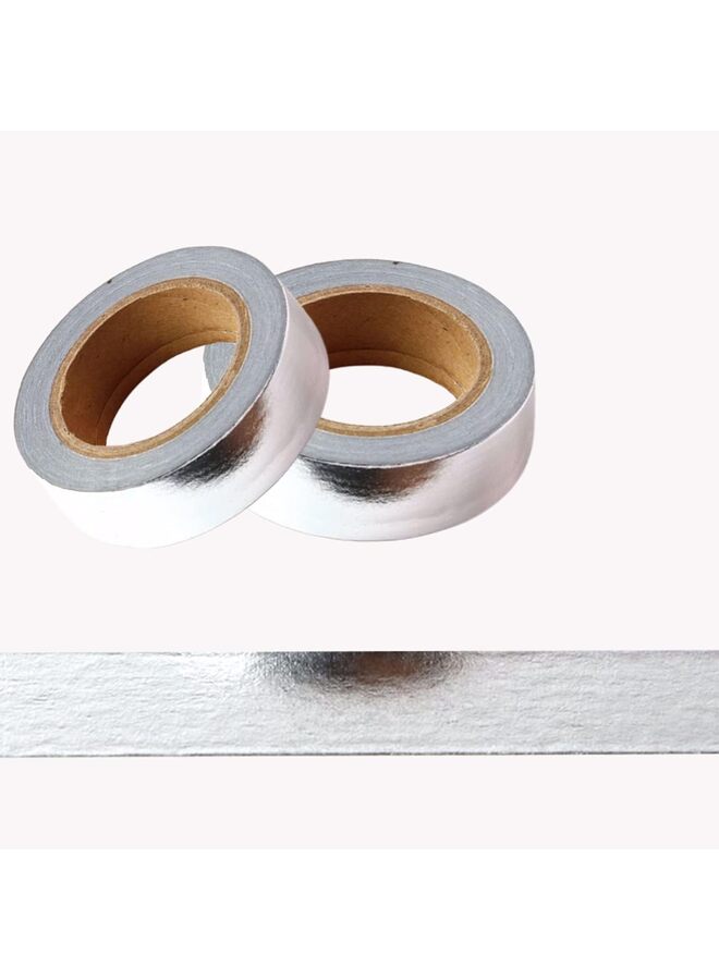 LAMAY 2PCS Foil Washi Tape,2 Rolls 5/8" x 393 inches(15mmx10M) Washi Tape, Masking Tape Craft Supplies Tape for Scrapbooking DIY Craft DecorativeFoil Washi(GREY) - Image 1