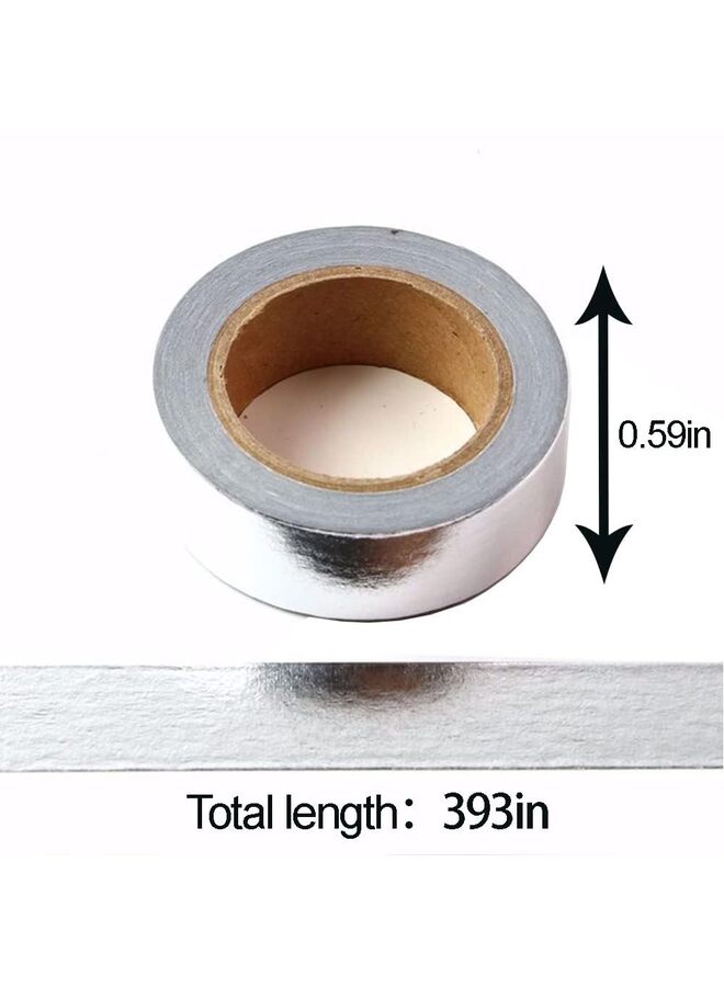 LAMAY 2PCS Foil Washi Tape,2 Rolls 5/8" x 393 inches(15mmx10M) Washi Tape, Masking Tape Craft Supplies Tape for Scrapbooking DIY Craft DecorativeFoil Washi(GREY) - Image 2