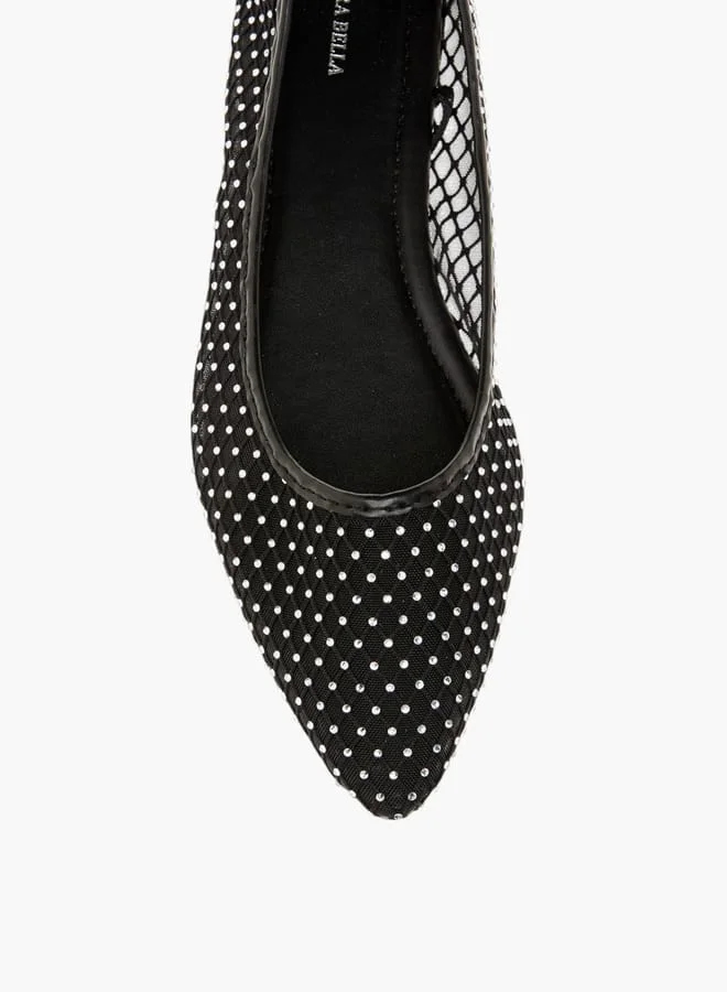 فلورا بيلا من شو إكسبرس Women's Stud Embellished Slip-On Ballerina Shoes