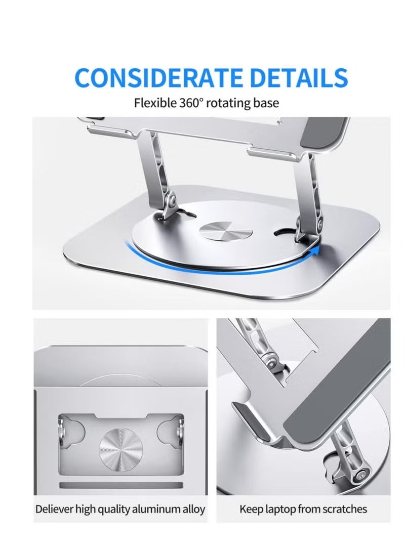 Adjustable Laptop Stand with 360 Degree Rotating Base Foldable Ergonomic Notebook Holder Compatible with Laptops up to 16 Inches for Home and Office - Image 5
