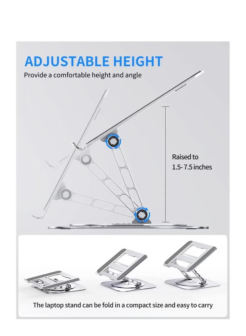 Adjustable Laptop Stand with 360 Degree Rotating Base Foldable Ergonomic Notebook Holder Compatible with Laptops up to 16 Inches for Home and Office - Image 3