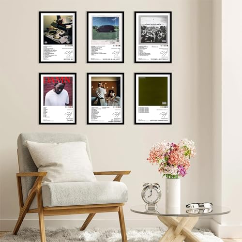 CodersParadise Wood Kendrick Lamar Wall Poster Frames - Pack Of 6 | 8 X 12Cm (A4 Size) | Aesthetic Artwork Framed Posters - Image 3