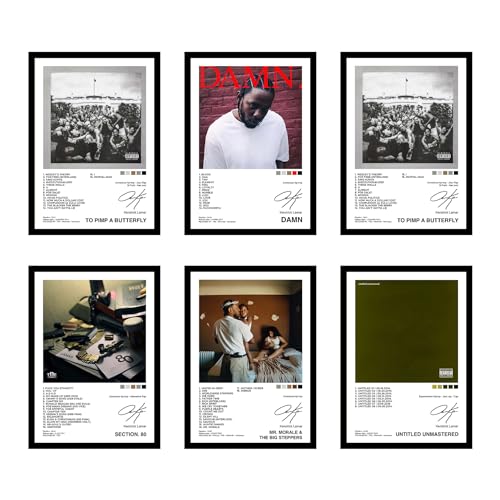 CodersParadise Wood Kendrick Lamar Wall Poster Frames - Pack Of 6 | 8 X 12Cm (A4 Size) | Aesthetic Artwork Framed Posters - Image 2