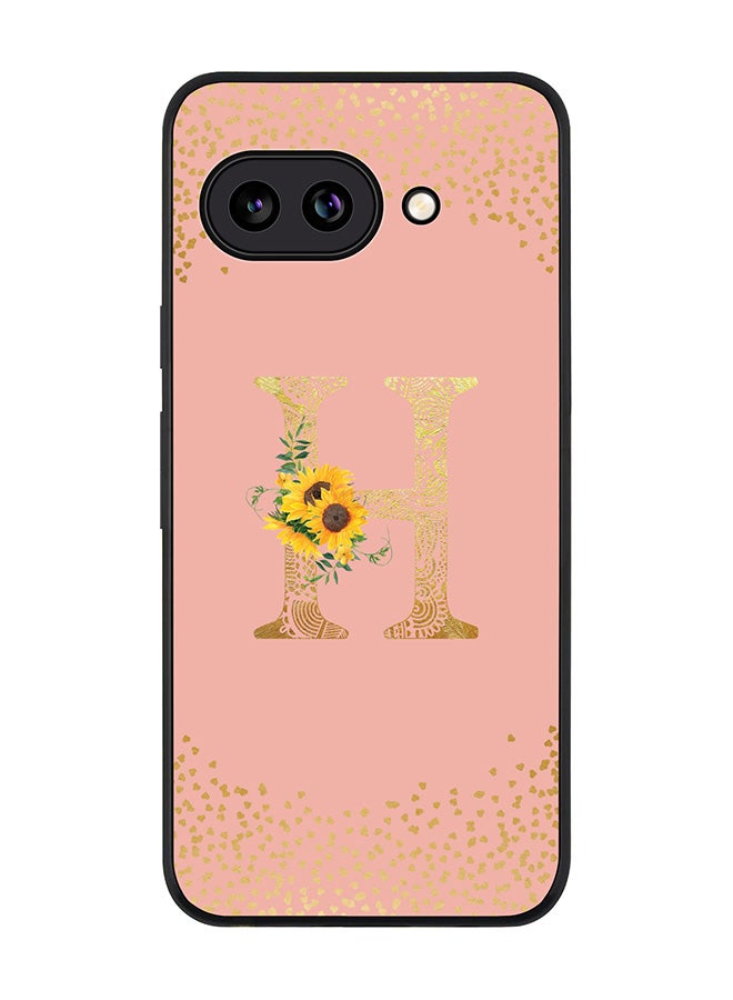 Stylizedd For Google Pixel 9a Case,Slim fit Camera Protection, Shockproof Thin Phone cover  - Custom Floral Monogram - H  (Rose Pink )