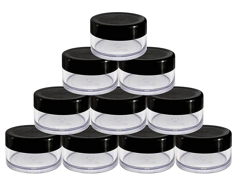 VDHJA Empty Glass Cosmetic JarContainer Acrylic Jar Container for Eyeshadow Makeup Face Cream Lotion Lip Balm Body Butter Scrub and Other Beauty Products Black 6 - Image 2