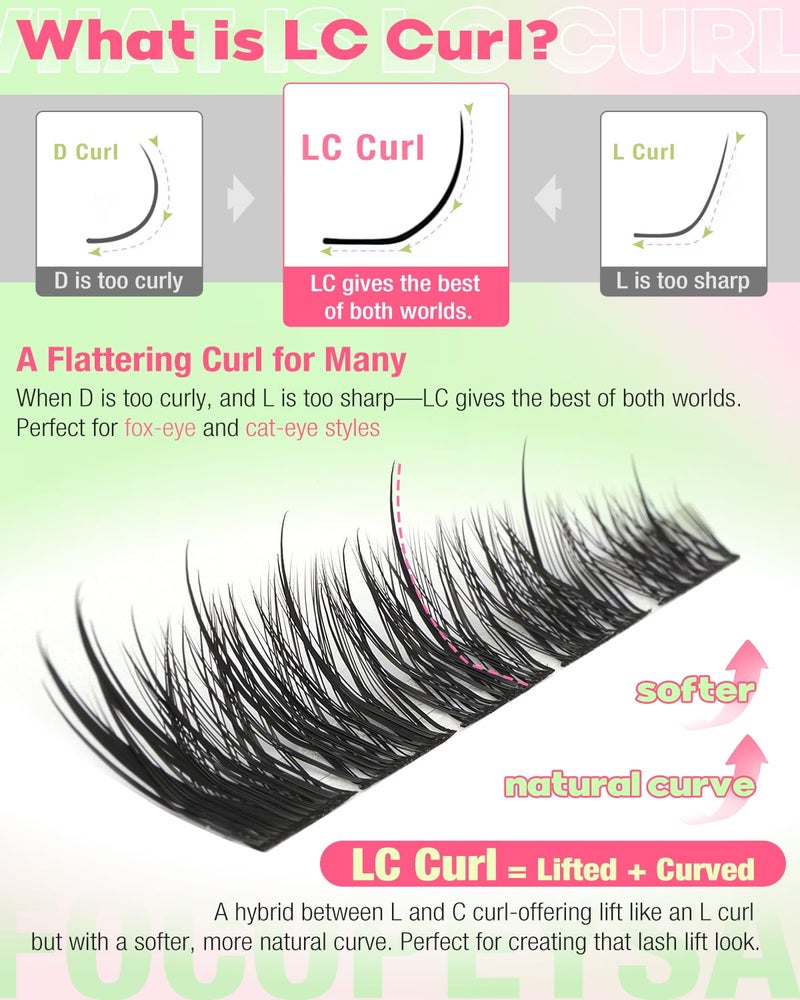 Focipeysa Wispy Lash Clusters Spiky Eyelash Clusters 10-18mm Eyelash Extensions Fox Eye Eyelash Right Left Individual Lashes Cat Eye Lashes Thin Soft Lash Extension Waterproof Lash Cluster - Image 4