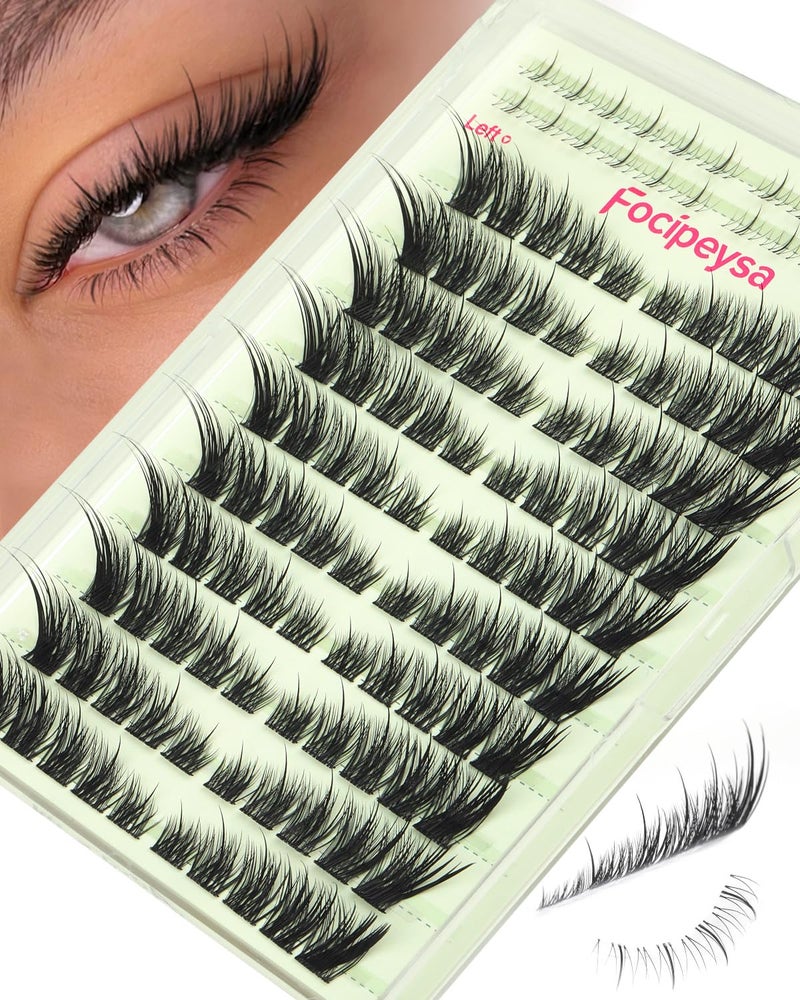 Focipeysa Wispy Lash Clusters Spiky Eyelash Clusters 10-18mm Eyelash Extensions Fox Eye Eyelash Right Left Individual Lashes Cat Eye Lashes Thin Soft Lash Extension Waterproof Lash Cluster - Image 1