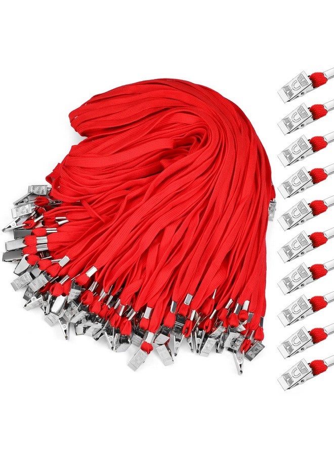 Marspark 200 Pieces Red Lanyards Bulk With Clip Flat Neck Lanyard Badge Lanyard With Swivel Hook Lanyards For Id Cards Holder - Image 1