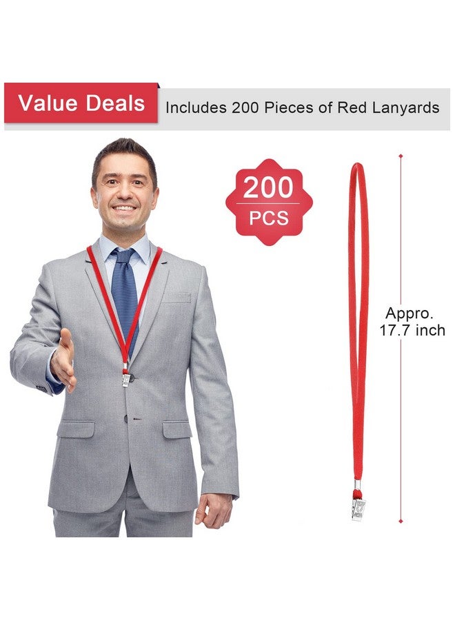 Marspark 200 Pieces Red Lanyards Bulk With Clip Flat Neck Lanyard Badge Lanyard With Swivel Hook Lanyards For Id Cards Holder - Image 2