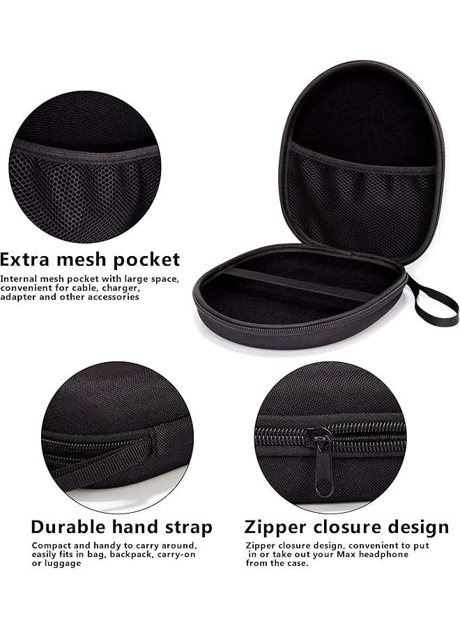 X spring Headset Case Headphone Carrying Case Black Color Hard Shell Headphones Hard Storage Bag With Cable Storage Hard Shell Large Carrying Headphones Case Headset Travel Bag - Image 2