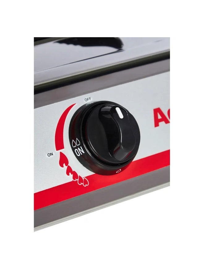 Admiral ADGS‑SS2011C 2‑Burner Gas Stove – Heavy‑Duty 100 mm Burners, Stainless‑Steel Body, Piezo Auto Ignition ADGS-SS2011C Silver/Red - Image 4