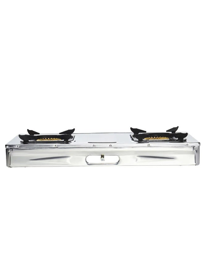 Admiral ADGS‑SS2011C 2‑Burner Gas Stove – Heavy‑Duty 100 mm Burners, Stainless‑Steel Body, Piezo Auto Ignition ADGS-SS2011C Silver/Red - Image 5