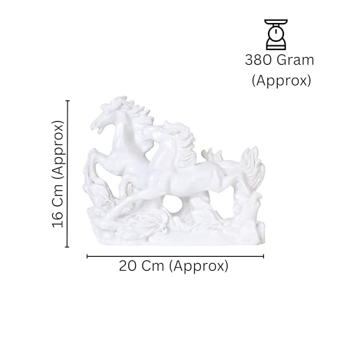 TREE MAISON CORONATING HOMES Vastu White Horse Statue |Size- 16cm Approx |Two Running Horses for Success & Good Luck |Feng Shui Positive Energy Decor |Perfect for Business Growth |Decorative Sculpture - Image 2