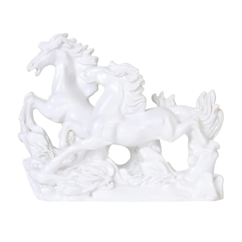 TREE MAISON CORONATING HOMES Vastu White Horse Statue |Size- 16cm Approx |Two Running Horses for Success & Good Luck |Feng Shui Positive Energy Decor |Perfect for Business Growth |Decorative Sculpture - Image 1