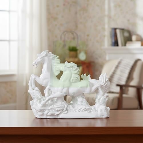 TREE MAISON CORONATING HOMES Vastu White Horse Statue |Size- 16cm Approx |Two Running Horses for Success & Good Luck |Feng Shui Positive Energy Decor |Perfect for Business Growth |Decorative Sculpture - Image 4