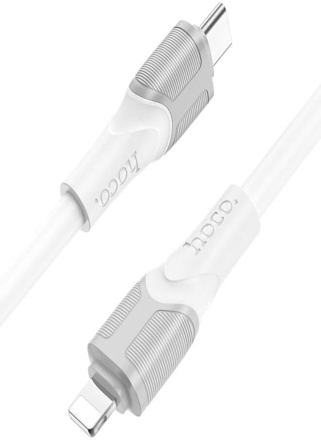 Hoco Hoco X106 Big Bull PD Charging Data Cable Type-C to Lightning 2M Ultra-Fast Charging & High-Speed Data Transfer for iPhone and iPad - White 