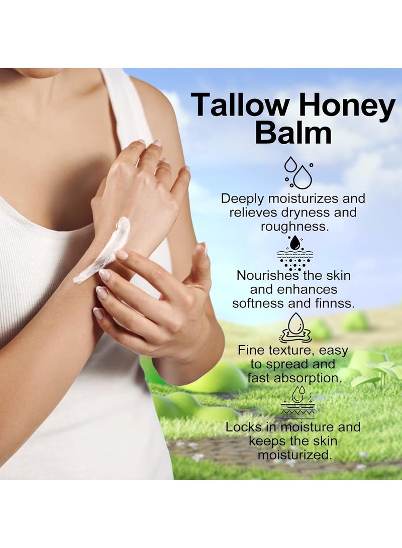 ATRJSZ Tallow Honey Balm | Beef Tallow for Skin - Handmade All-Natural Moisturizer with Grass-Fed Beef Tallow & Raw Wild Honey for Smooth, Hydrated Skin (1PCS)-T1 - Image 4