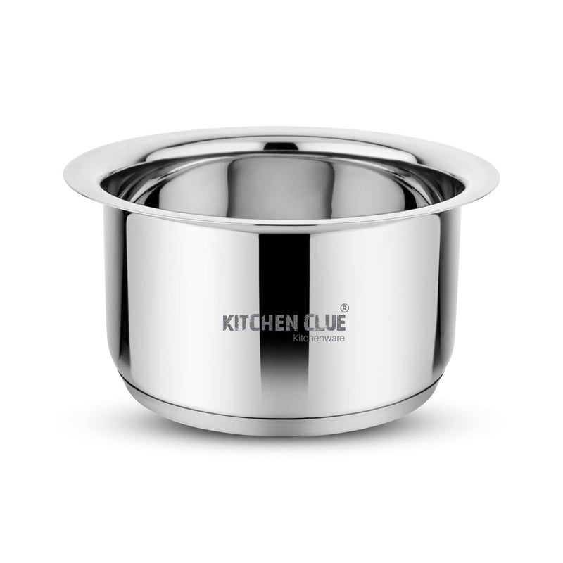KITCHEN CLUE Stainless Steel Cookware Tope Set with Thick Sandwich Aluminium Bottom (3.5 MM), 2 Liter I Induction & Gastove Base Compatible I Ideal for Boiling Water, Milk, Cooking Rice - Image 1
