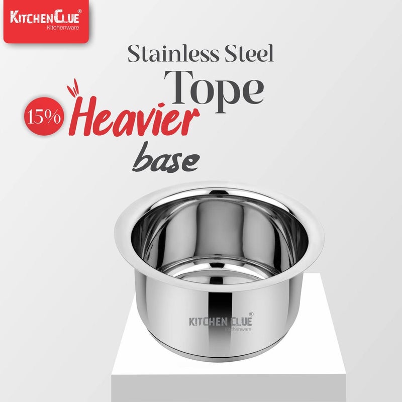 KITCHEN CLUE Stainless Steel Cookware Tope Set with Thick Sandwich Aluminium Bottom (3.5 MM), 2 Liter I Induction & Gastove Base Compatible I Ideal for Boiling Water, Milk, Cooking Rice - Image 5