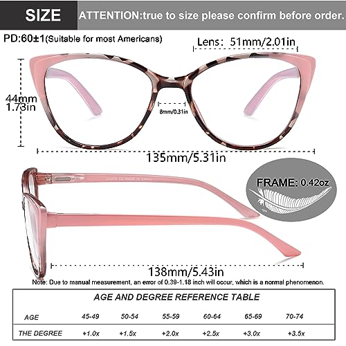 EYEURL 5 Pack Reading Glasses for Women-Cat Eye Blue Light Blocking Readers Fashion Computer Glasses with Spring Hinge Anti-Glare Readers for Women 1.5 - Image 3