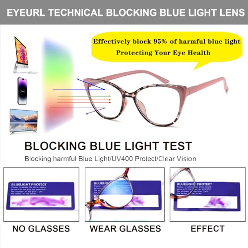 EYEURL 5 Pack Reading Glasses for Women-Cat Eye Blue Light Blocking Readers Fashion Computer Glasses with Spring Hinge Anti-Glare Readers for Women 1.5 - Image 5