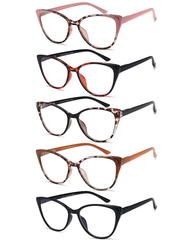 EYEURL 5 Pack Reading Glasses for Women-Cat Eye Blue Light Blocking Readers Fashion Computer Glasses with Spring Hinge Anti-Glare Readers for Women 1.5 - Image 2