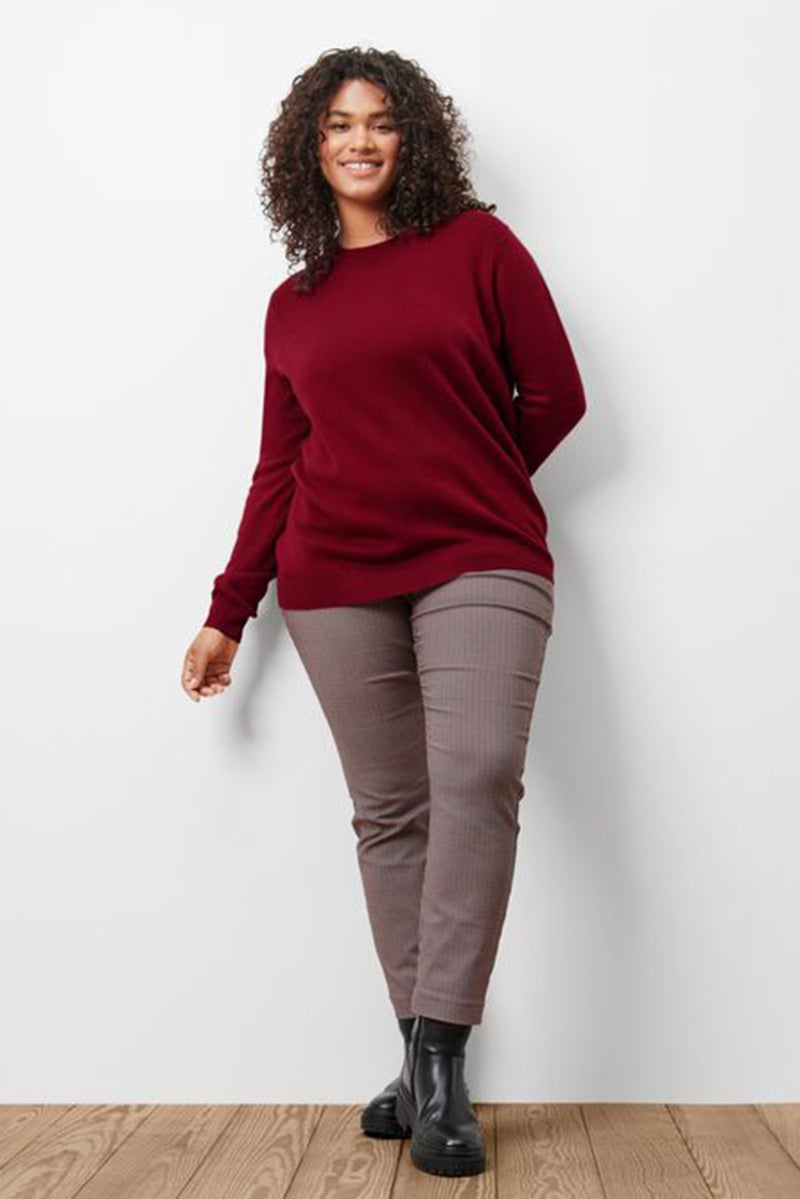 Tchibo Women Slim Fit jacquard Straight Leg Pants, Red Combo  - Image 1