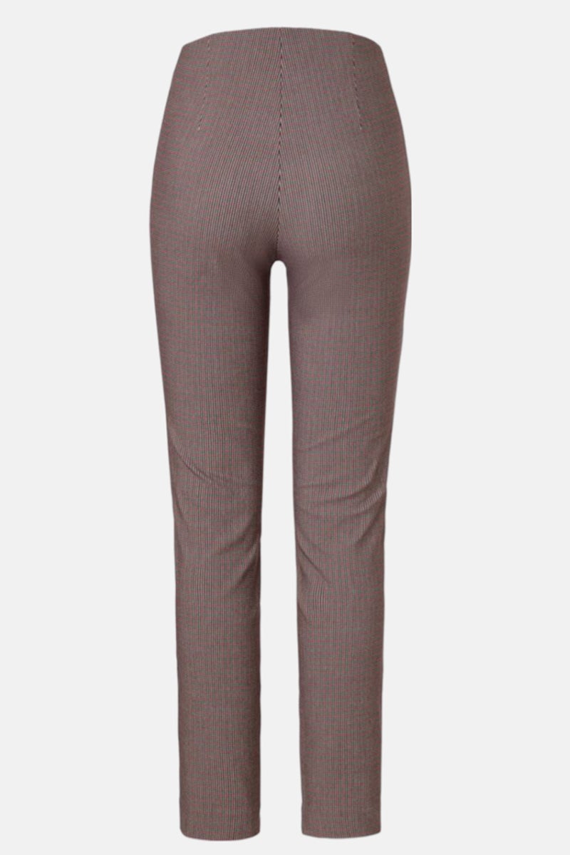 Tchibo Women Slim Fit jacquard Straight Leg Pants, Red Combo  - Image 3