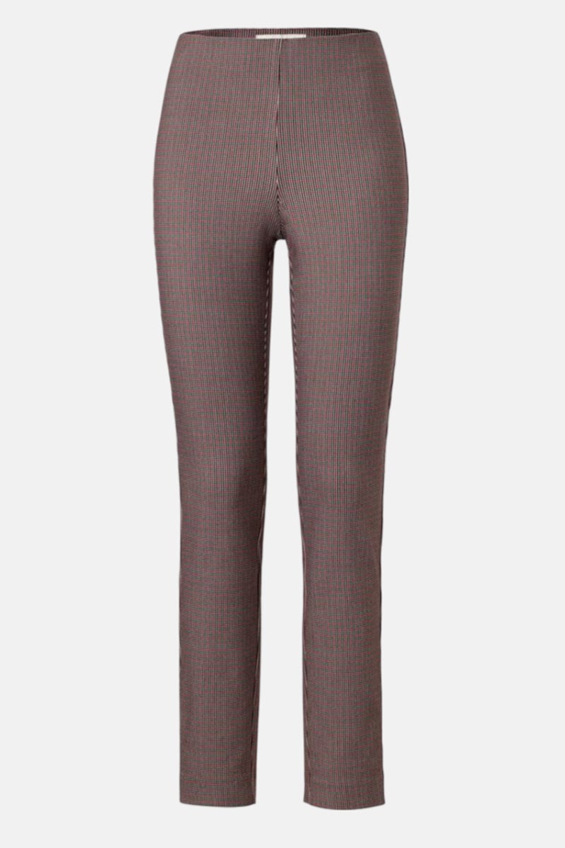 Tchibo Women Slim Fit jacquard Straight Leg Pants, Red Combo - Image 2