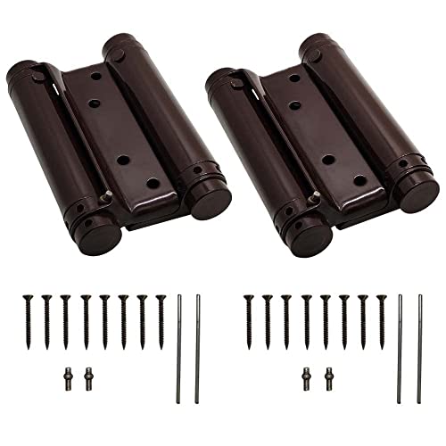 Volo Double Action Hinge Saloon Door Hinges Swinging Door Hinge Heavy Duty Self Closing Brown in mild Steel with Screws (5 Inch) (Pack of 2 Pcs.) - Image 1