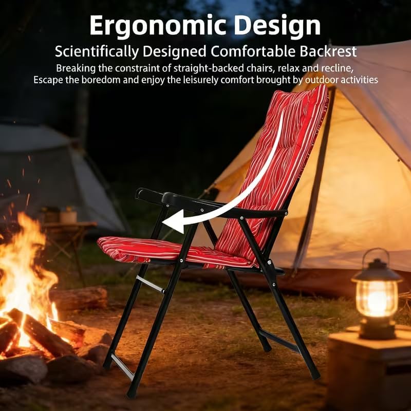 التيس كرسي رحلات قابل للطي تراث سعودي (4 حبات) Heavy Duty Folding Camping Chair SKT1 - Image 2