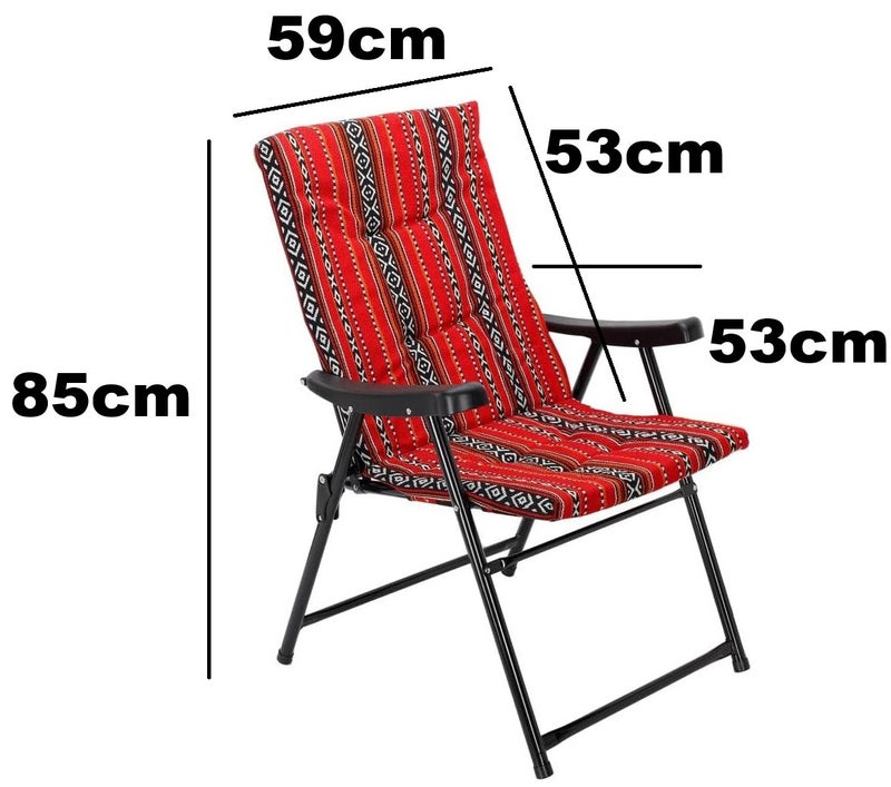 التيس كرسي رحلات قابل للطي تراث سعودي (4 حبات) Heavy Duty Folding Camping Chair SKT1 - Image 1