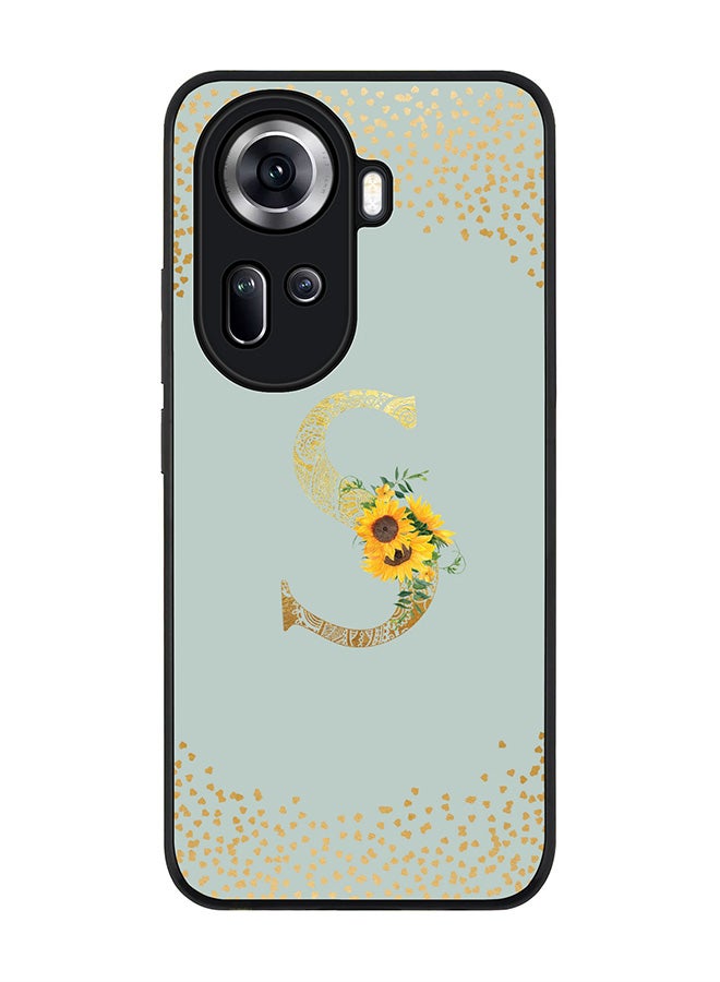 Stylizedd Rugged Black Edge Case for Oppo Reno11, Slim fit Case Cover - Custom Monogram Initial Letter Mandala Floral Pattern Alphabet - S(Light Grey) - Image 1
