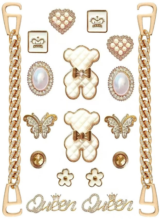 vshougou Bling and Letter Shoe Charms for Clog Decoration,Cute Charms Accessories for Gift, Bling-A, Pearl, No Gemstone - Image 1